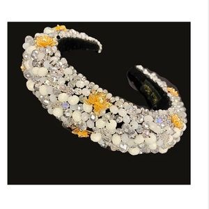 Grey Jeweled Headband